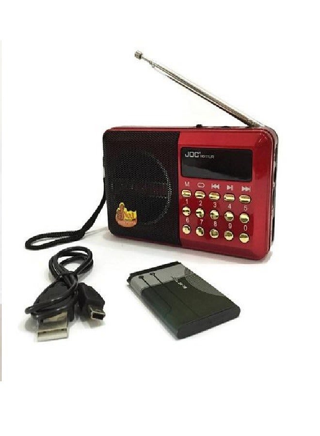 جوك راديو عالي مزود بفتحات كارت ميموري وUSB  أحمر - Image 2