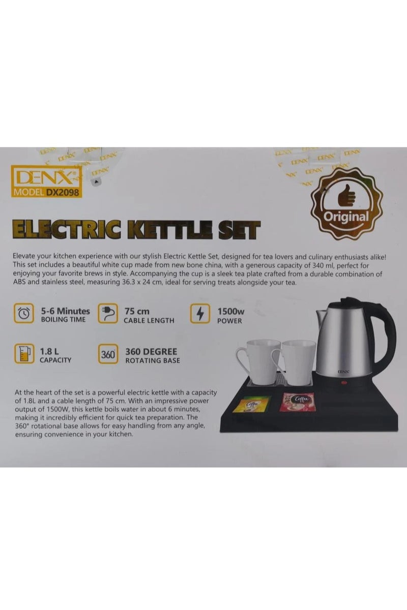Denx DX2098 1500W Electric Hotel Kettle, Black, 1.8L And Two Cups. - Image 2
