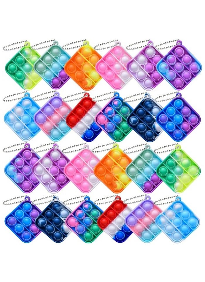 24 Packs Mini Pop Fidget Toy Pack Simple Bubble Poping Keychain, Squeeze Stress Relief Sensory Hand Toy, Office Desk Pops Bulk Toys Gradution Student Gifts for Girls Boys Party Favors for Kids  - Image 1