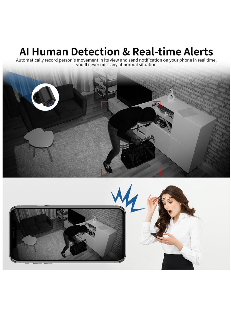 Excefore Tiny WiFi Camera for Home Security 1Pcs, Portable Battery Operated Camera with IR Night Vision, Human Detection, 136° Wide Angle, Baby Monitor Small Motion Activated Camera  - Image 3