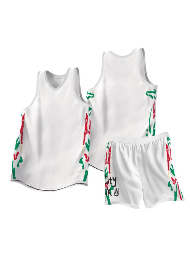 Adult And Children's American Basketball Uniform Set, Summer Game Vest, Training Team Uniform, Quick-drying Breathable Jersey With Printed Text