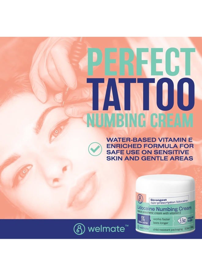 WELMATE 5% Lidocaine | Numbing Cream Maximum Strength | Topical Anesthetic | Aches, Back Pain, Itching, Soreness, Burning, Tattoos, & Bruises | Unscented | Vegan | Child Resistant Packaging | 5.5 Oz - Image 3