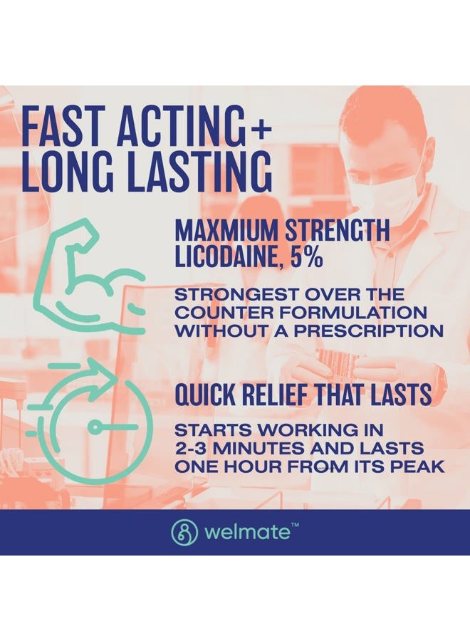WELMATE 5% Lidocaine | Numbing Cream Maximum Strength | Topical Anesthetic | Aches, Back Pain, Itching, Soreness, Burning, Tattoos, & Bruises | Unscented | Vegan | Child Resistant Packaging | 5.5 Oz - Image 4