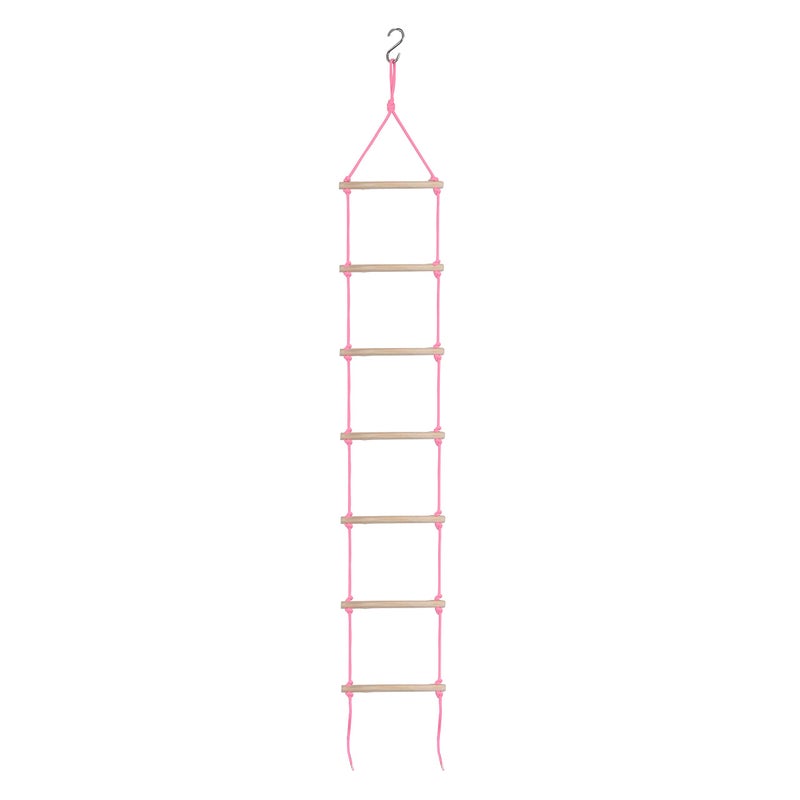 BOFFLE Rope Ladder| Climbing Stairs for Kids | Wooden Scales for Kids for Physical Activity | Indoor Outdoor Games for Kids 3 to 10 Years (Pink) - Image 2