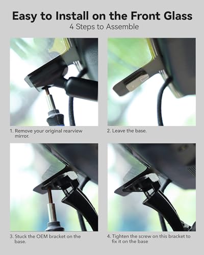 WOLFBOX Model 179 OEM Bracket Fit for 2018-2024 Jeep Wrangler Rubicon, for USB C G840S/G840H/G850/G900/G900PRO/G850PRO/G900 Tripro Mirror Dash Cam - Image 5