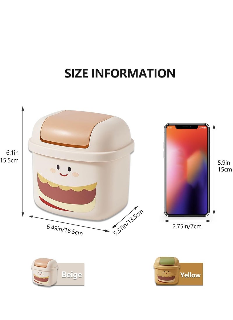 Mini Trash Can with Lid Removable Small Garbage Can Tiny Plastic Trash Bin Swing Lid Countertop Wastebasket Counter Garbage Lint Bin for Bathroom Office Kitchen Desk Coffee Table Vanity Top
