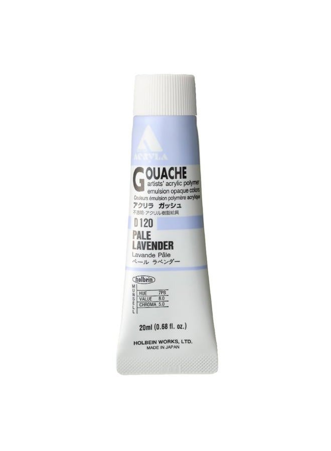 Holbein Acryla Gouache Artists Acrylic Polymer Emulsion, 20ml Lavender (D120) - Image 1