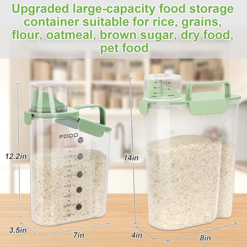 LEAWALK Airtight 10LBS/ Rice/Cereal/Dry Food Storage Container BPA Free, 5.28Qt Clear Plastic Kitchen and Pantry Organization Bin Suitable for Oats, Flour, Sugar, Pasta, Pet Food, etc (Fruit Green - Image 2