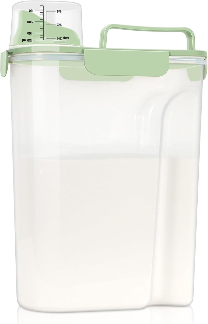 LEAWALK Airtight 10LBS/ Rice/Cereal/Dry Food Storage Container BPA Free, 5.28Qt Clear Plastic Kitchen and Pantry Organization Bin Suitable for Oats, Flour, Sugar, Pasta, Pet Food, etc (Fruit Green - Image 1