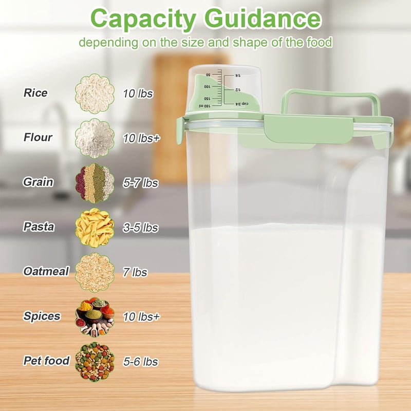LEAWALK Airtight 10LBS/ Rice/Cereal/Dry Food Storage Container BPA Free, 5.28Qt Clear Plastic Kitchen and Pantry Organization Bin Suitable for Oats, Flour, Sugar, Pasta, Pet Food, etc (Fruit Green - Image 5