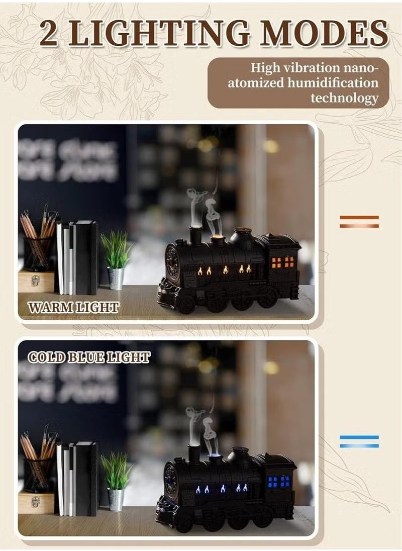 TIGER Train Essential Oil Diffuser 300ml – Retro Steam Train Design Aroma Humidifier with 2 Light Modes, 2 Mist Settings, Remote Control – Ultrasonic Cool Mist Diffuser for Bedroom, Home, Office, Gifts & Decor, Quiet Operation, Night Light  - Image 4