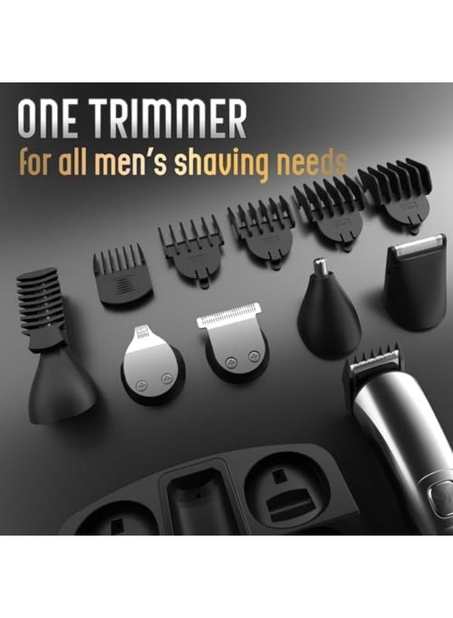SKY-TOUCH Beard Trimmer & Hair Clipper for Men, 13-Piece All-in-One Grooming Kit, Electric Shaver, Nose & Ear Trimmer, Rechargeable Cord/Cordless Haircutting Set with Storage Base Gifts for Men(Black) - Image 2