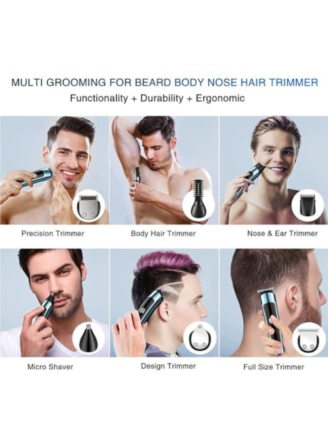 SKY-TOUCH Beard Trimmer & Hair Clipper for Men, 13-Piece All-in-One Grooming Kit, Electric Shaver, Nose & Ear Trimmer, Rechargeable Cord/Cordless Haircutting Set with Storage Base Gifts for Men(Black) - Image 4