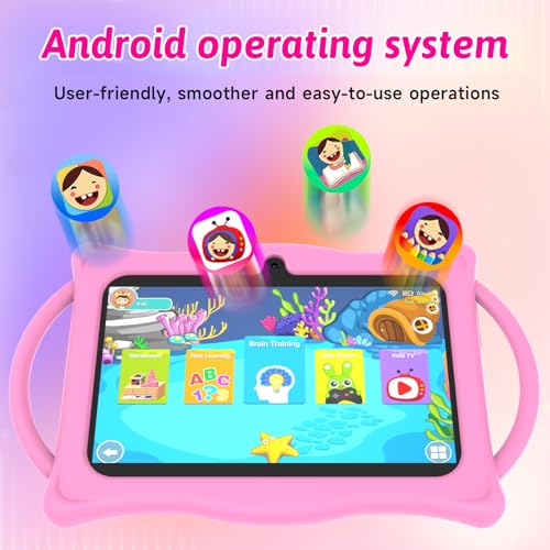 Aheadlink Android Kids Tablet 7 inch Tablets for Kids, 4GB RAM 32GB ROM Quad Core Toddler Tablet with Shockproof Case, Parental Control, WiFi, Bluetooth, 3000mAh Battery, Dual Camera, Educational, Game, Pink - Image 5