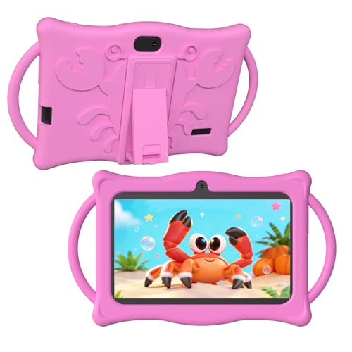 Aheadlink Android Kids Tablet 7 inch Tablets for Kids, 4GB RAM 32GB ROM Quad Core Toddler Tablet with Shockproof Case, Parental Control, WiFi, Bluetooth, 3000mAh Battery, Dual Camera, Educational, Game, Pink - Image 1