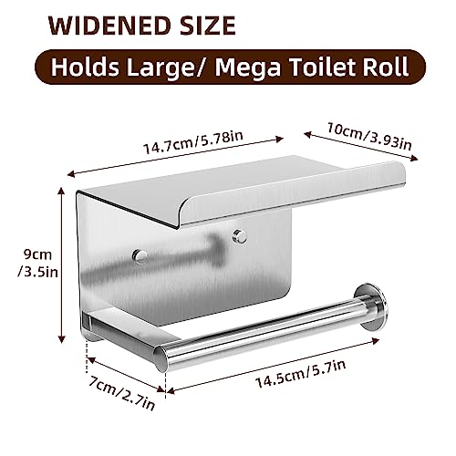 susswiff Self-Adhesive Toilet Paper Roll Holder - Wall Mount Or Adhesive Toilet Paper Holder with Shelf,Toilet Roll Holder, Tissue Holder for Bathroom,Wall Toilet Paper Holder, Stainless Steel,Chrome - Image 3