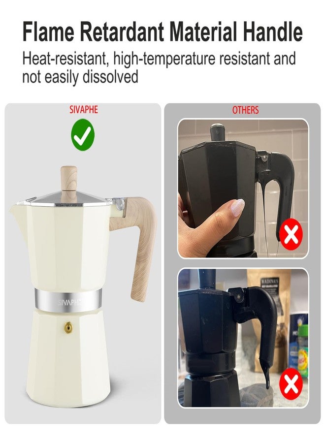 Sivaphe Aluminum Moka Pot 3 Espresso Cups, Percolator Espresso and Coffee Maker, Portable Stovetop Italian and Cuban Café Brewer for Home and Camping White - Image 4