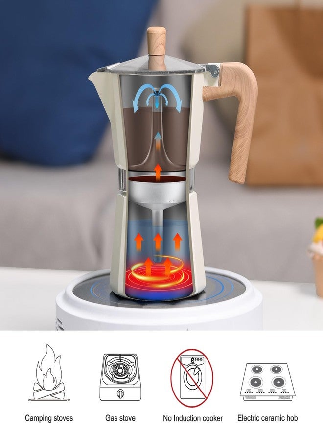 Sivaphe Aluminum Moka Pot 3 Espresso Cups, Percolator Espresso and Coffee Maker, Portable Stovetop Italian and Cuban Café Brewer for Home and Camping White - Image 3