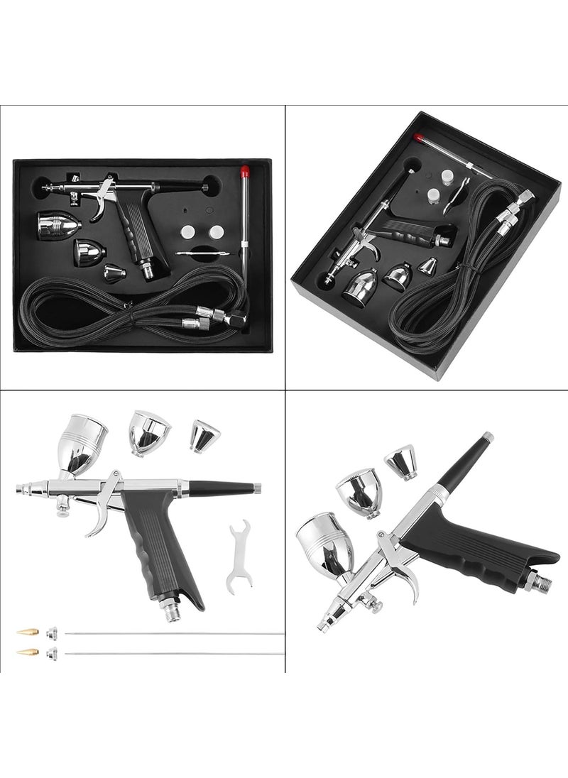 HURRISE Airbrush Kit Airbrush Gun Nail Art Brushes Dual Action Feed Set 03  08mm Needles 2cc cc cc Fluid Cup MultiPurpose Air Brush Makeup Model Coloring Painting Nail Art Tattoo  - Image 3