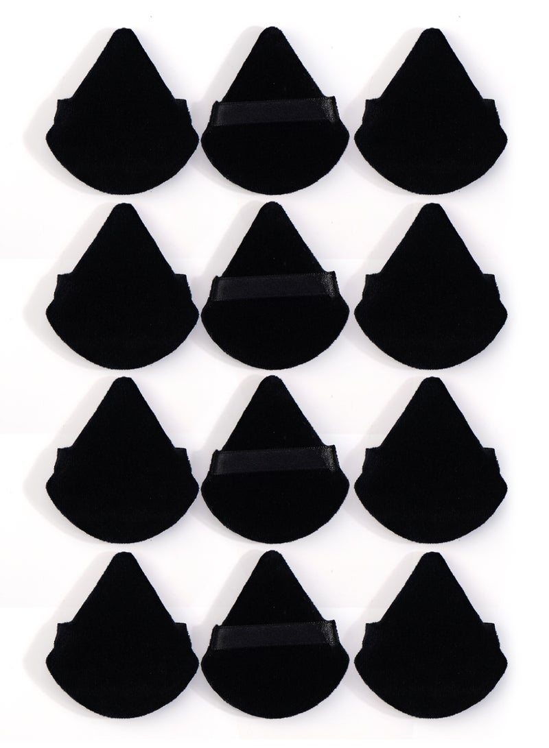 MAANGE طقم إسفنجات مكياج مثلثية مكون من 12 قطعة - إسفنجة أساس ناعمة وقابلة لإعادة الاستخدام للبودرة السائبة، للاستخدام الرطب/الجاف (أسود) - Image 1