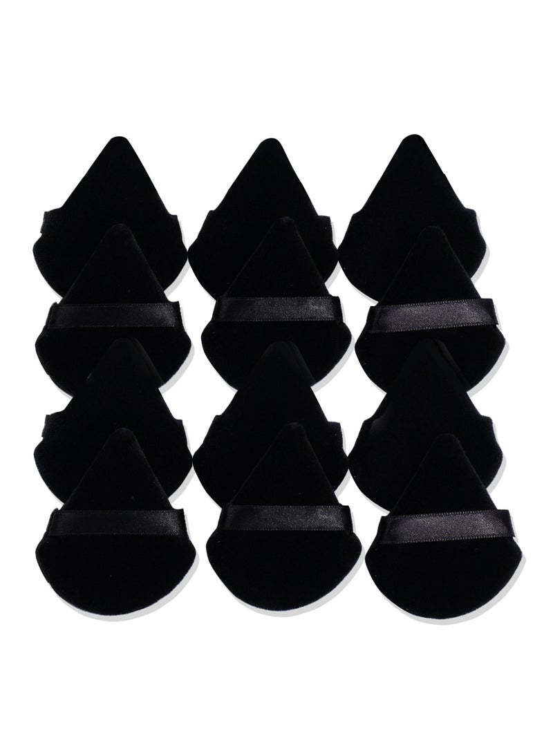 MAANGE طقم إسفنجات مكياج مثلثية مكون من 12 قطعة - إسفنجة أساس ناعمة وقابلة لإعادة الاستخدام للبودرة السائبة، للاستخدام الرطب/الجاف (أسود) - Image 5