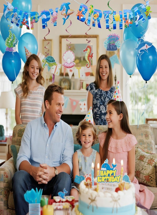 J6&H6 Under the sea Birthday Party Decorations,Include Hanging Banner Hanging Swirl Balloons and Cake covers Party Supplies,Under the sea Themed Party Decorations - Image 5
