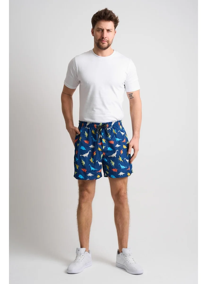 الكسندر جاردي Printed Tie Three Pockets Marine Shorts Dark Blue (E19-ERKSHORT10)