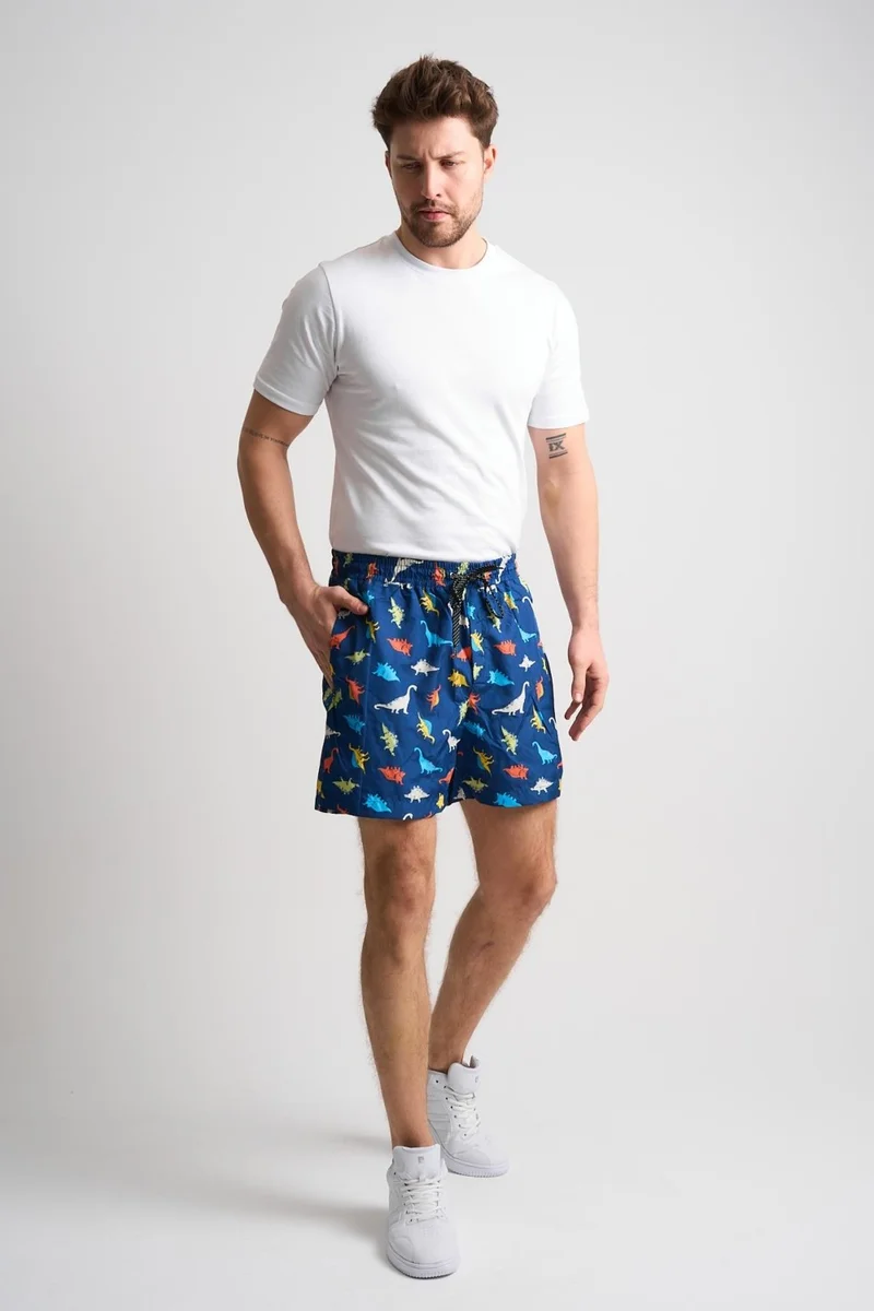 الكسندر جاردي Printed Tie Three Pockets Marine Shorts Dark Blue (E19-ERKSHORT10)