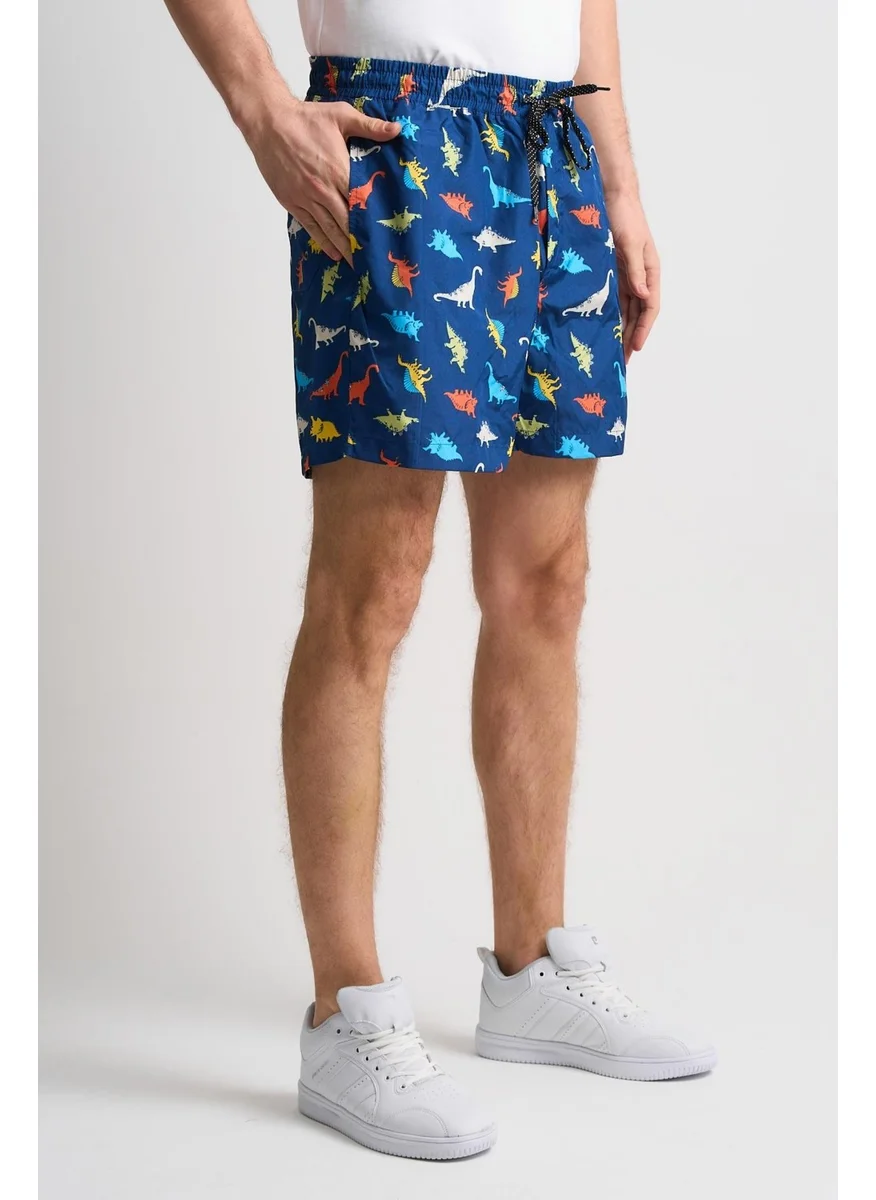 الكسندر جاردي Printed Tie Three Pockets Marine Shorts Dark Blue (E19-ERKSHORT10)