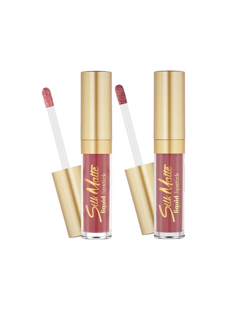 flormar Silk Matte Liquid Lipstick - 05 Autumn Timber & Silk Matte Liquid Lipstick - 02 Fall Rose Value Pack - Image 1