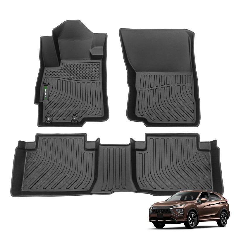 ANBINGO Floor Mats for Mitsubishi Eclipse Cross 20182025 ES LE SE SEL Black Edition Ralliart Waterproof Car Mats All Weather TPE Heavy Duty Automotive Floor Liners Front Rear Row Black