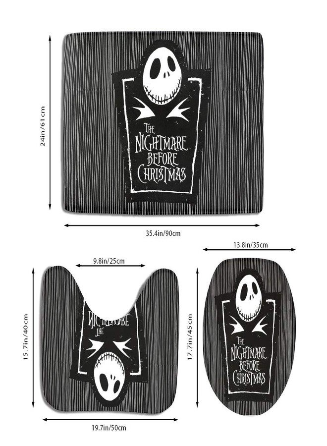 Granbey 3 Piece Super Plush Non-Slip Bath Mat Rug Set Halloween Toilet Carpet Rugs - Image 2