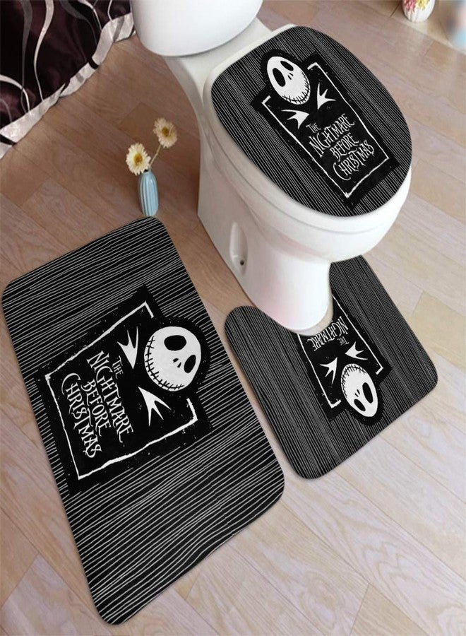 Granbey 3 Piece Super Plush Non-Slip Bath Mat Rug Set Halloween Toilet Carpet Rugs - Image 1