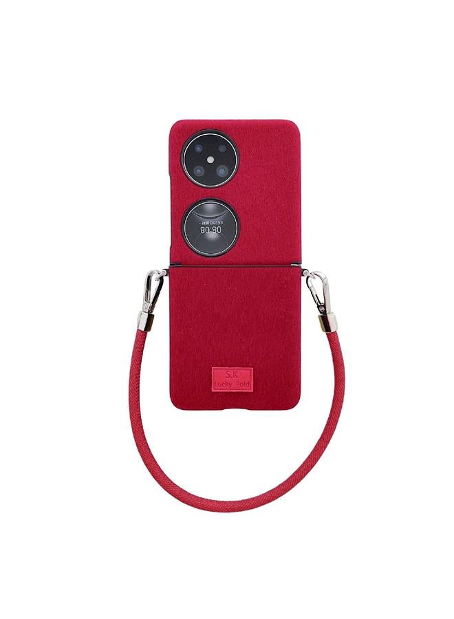 S-TOP Case For Huawei P50 Pocket Comfortable Short Plush Full Coverage Phone Case with Wrist Strap - Image 1