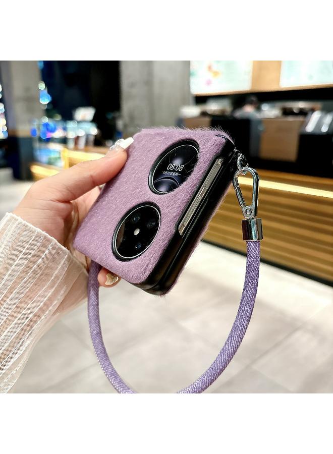 S-TOP Case For Huawei P50 Pocket Comfortable Short Plush Full Coverage Phone Case with Wrist Strap - Image 4