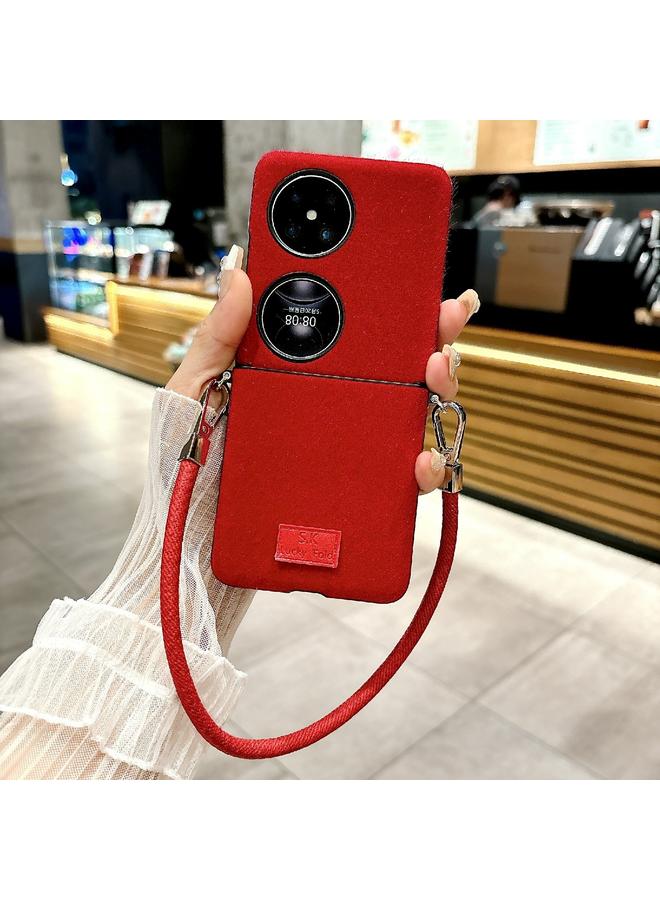 S-TOP Case For Huawei P50 Pocket Comfortable Short Plush Full Coverage Phone Case with Wrist Strap - Image 2