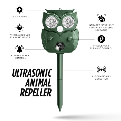 Guard Dog Security Solar Animal Repellent Outdoor Ultrasonic Deer Repeller Raccoon Squirrel Deterrent Device Waterproof Motion Detection Rodent Against Rabbit Skunk for Garden Lawn Farm Use - Image 3