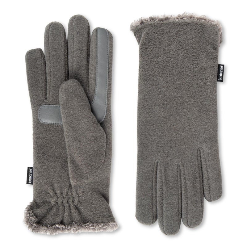 أيزوتونر isotoner Womens Stretch Fleece Touchscreen Texting Cold Weather Gloves with Warm, Soft Lining, Smartdri Heather Grey, One Size - Image 1