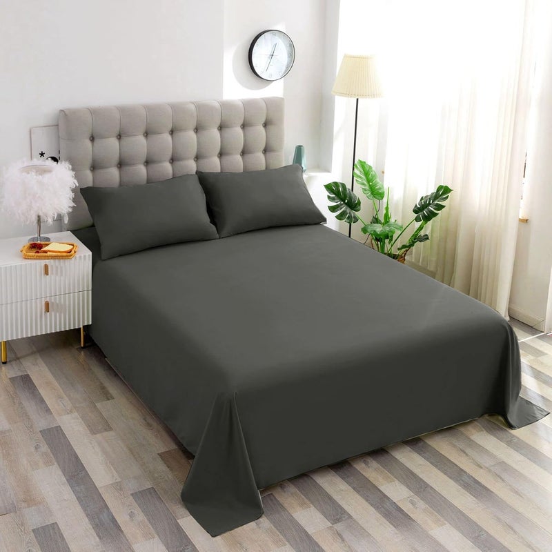 Ghooss Bed Sheet Set-1 Flat Sheet,1 Fitted Sheet and 2 Pillowcases,100% Microfiber Luxury Bedding-Deep Pocket,Hypoallergenic,Wrinkle & Fade Free（Dark Grey，Queen） - Image 2