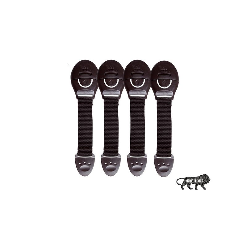 Chipmunks Furniture Safety Locks for Baby Safety - Strong and Adhesive Child/Toddler/Infants Safety Locks for Drawers, Cabinets, Fridge and Cupboard - Baby Proofing Product (Brown, Pack of 4) - Image 1
