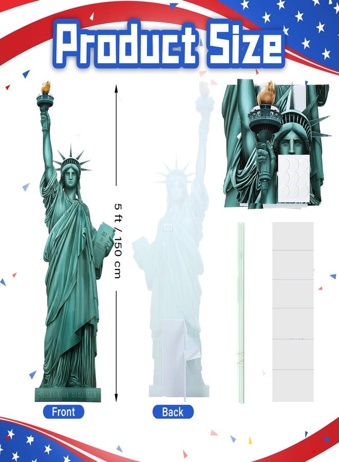 Colingmill 5' H Statue of Liberty Cardboard Stand up Cutout New York City Themed Photo Props Waterproof Life Size Cardboard Cutout for Veterans Day Patriotic Themed Party Decoration - Image 2