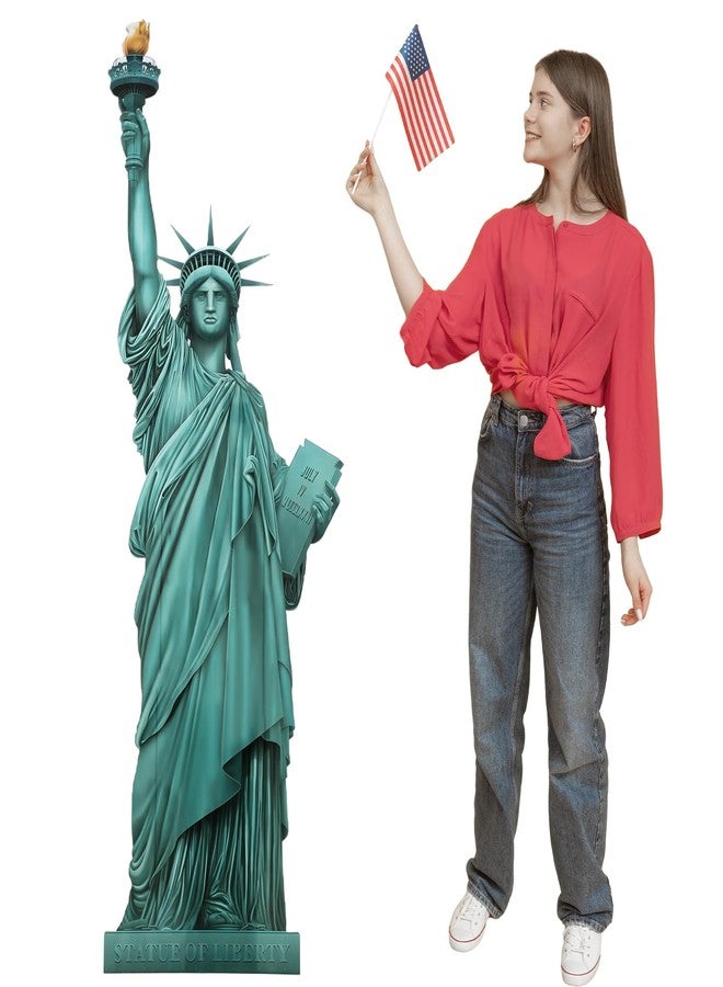 Colingmill 5' H Statue of Liberty Cardboard Stand up Cutout New York City Themed Photo Props Waterproof Life Size Cardboard Cutout for Veterans Day Patriotic Themed Party Decoration - Image 1
