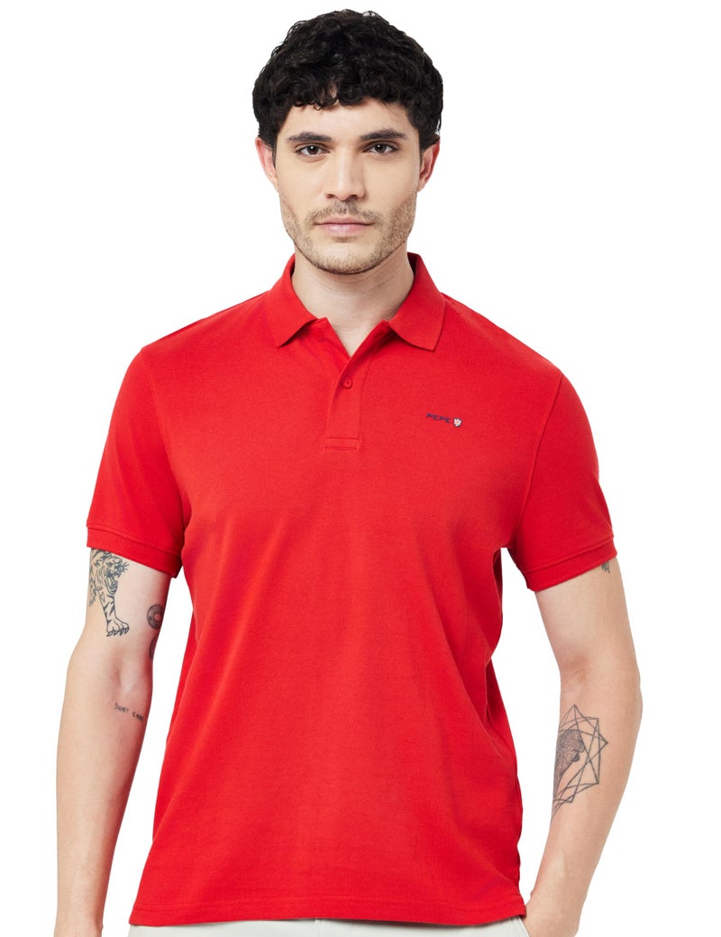 Pepe Jeans Pepe Half Sleeve Regular Fit T-Shirt Red - Image 1