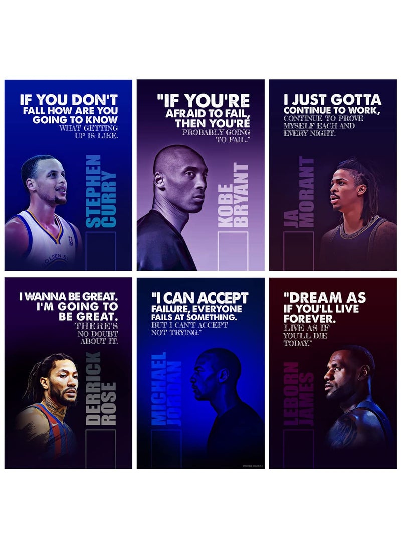SWASUM Basketball Legend Player Motivationa and Inspirational Quotes Poster Sports Pack of 06 18 inch X 12 inch Each Rolled Vinyl 