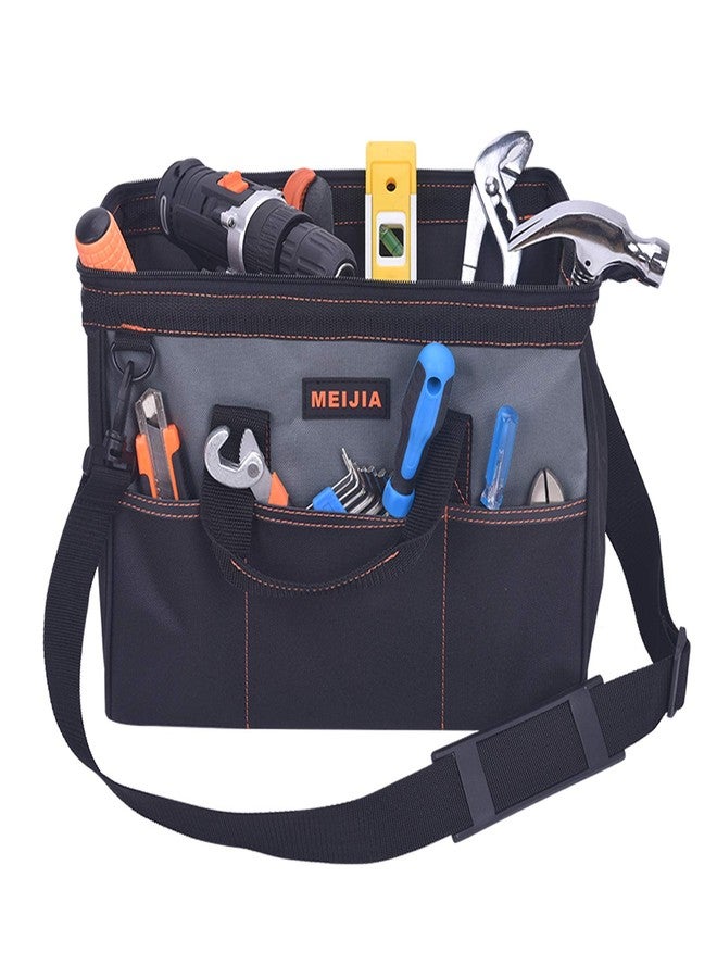 MEIJIA Portable Waterproof Tool Bag, Wide Mouth Open, Multi Inside Pockets for Tool Storage with Adjustable Shoulder Strap(14") - Image 2