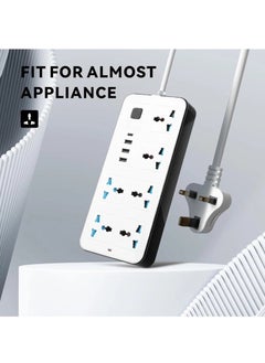 Generic 2 meters Universal Extension Cord with 6 Power Socket and 3 USB + 1 PD Slots 6 Way Power Strip with USB type C PD Charging slot Extension Lead 2 meter(6S+3U+1PD 2M)  - Image 3