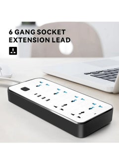 Generic 2 meters Universal Extension Cord with 6 Power Socket and 3 USB + 1 PD Slots 6 Way Power Strip with USB type C PD Charging slot Extension Lead 2 meter(6S+3U+1PD 2M)  - Image 4