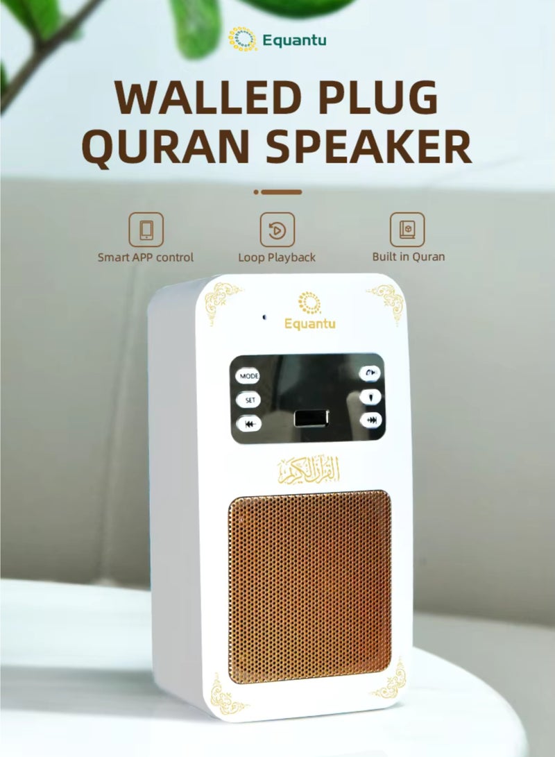 Wall Mounted Quran Speaker with Bluetooth, App, Remote u0026 Night Light | White - Image 2
