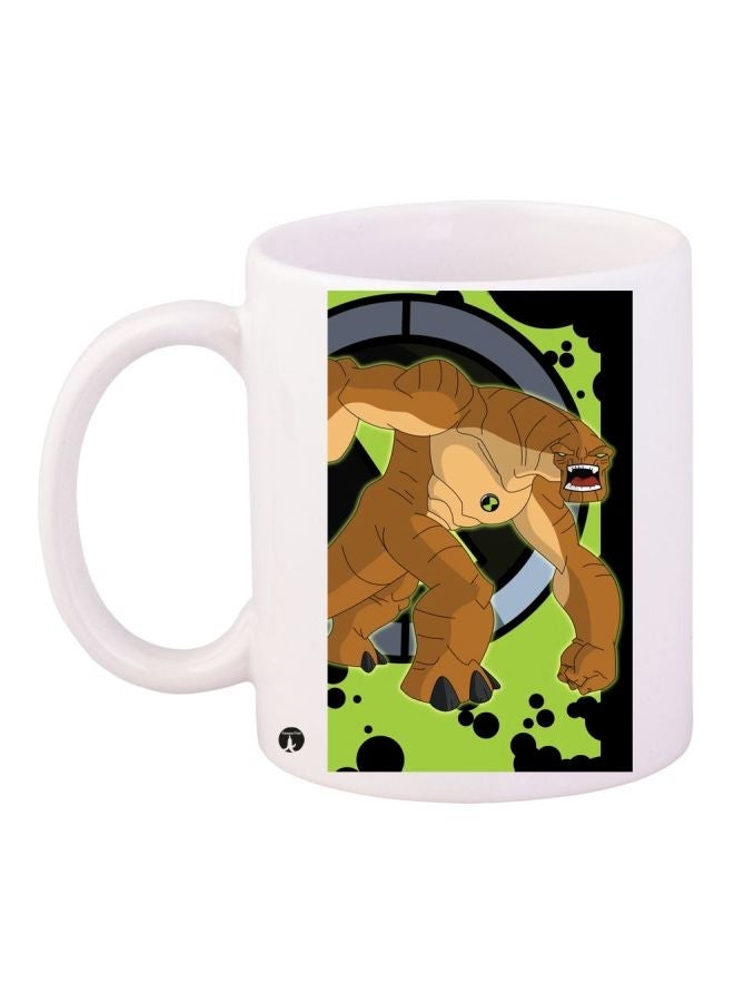 Ben 10 Character Printed Coffee Mug White/Brown/Green 11ounce