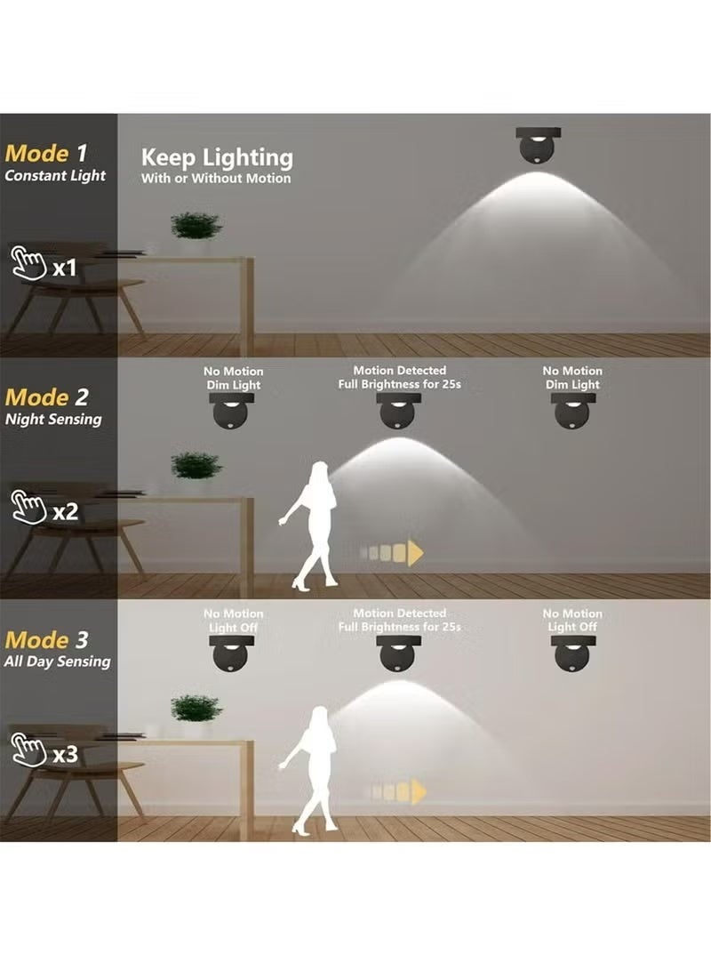 LED Motion Sensor Night Light,Rechargeable Wall Sconce,Picture Light,Dimmable 3 Color Temperature,360°Rotation Wireless Spotlight for Wall Stair Kids Room Hallway Bedroom Cabinet Closet - Image 5